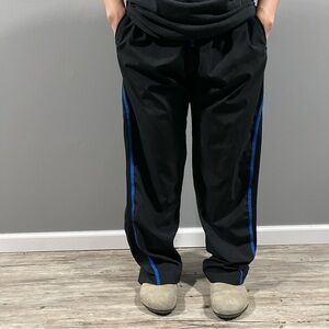 Men's Black and Blue Track Pants